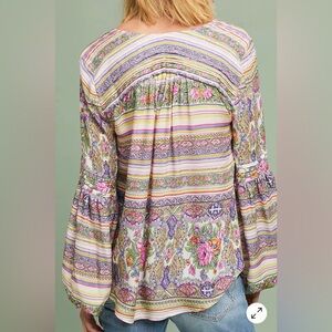 Maeve by Anthropologie Boho Floral Peasant Blouse – V-Neck - Medium